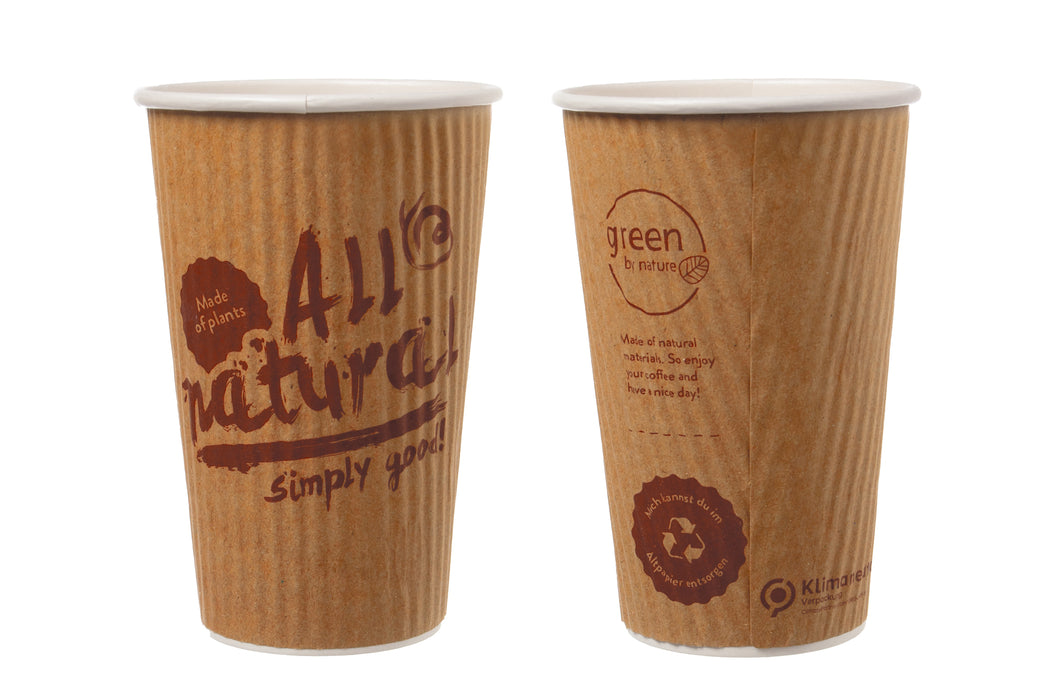 Riffelbecher - 400ml 16oz braun All natural