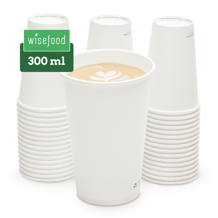 Bio-Pappbecher, 300 ml, kompostierbar, FSC®-zertifiziert, einwandig, weiß