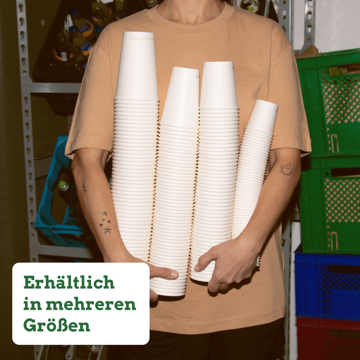 Bio-Pappbecher, 300 ml, kompostierbar, FSC®-zertifiziert, einwandig, weiß