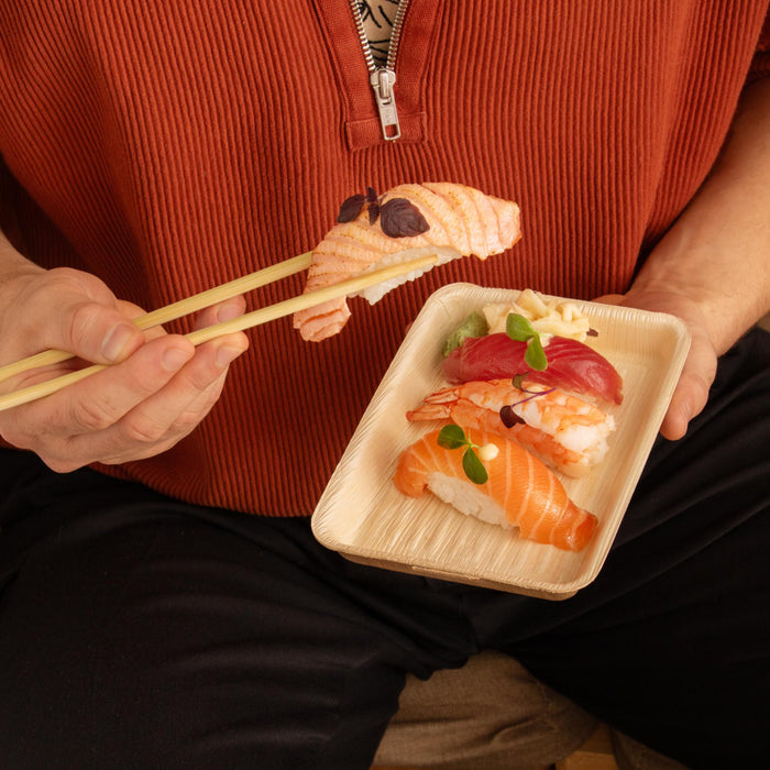 Bio Sushi Take-Away Box, aus Palmblatt mit Sichtfenster, LEEF, 17 × 12 × 5  cm