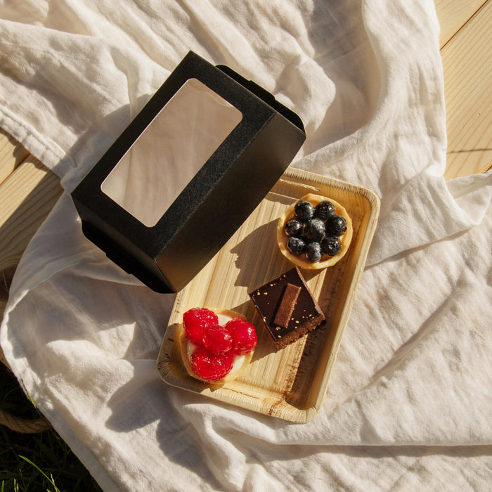 Bio Sushi Take-Away Box, aus Palmblatt mit Sichtfenster, LEEF, 17 × 12 × 5  cm