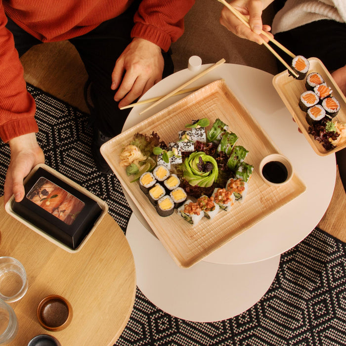 Bio Sushi Take-Away Box, aus Palmblatt mit Sichtfenster, LEEF, 17 × 12 × 5  cm