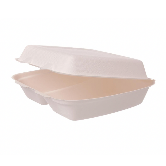 Menübox IP4/2  Eckig 2 geteilt 24,4x20,8x7cm Bagasse