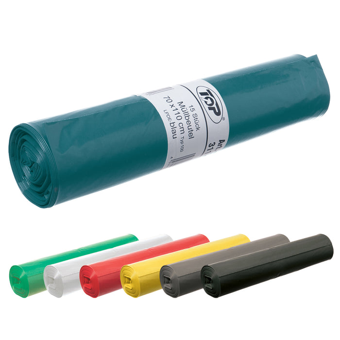 LDPE -Müllbeutel auf der Rolle 900x1100mm - 150l - blau