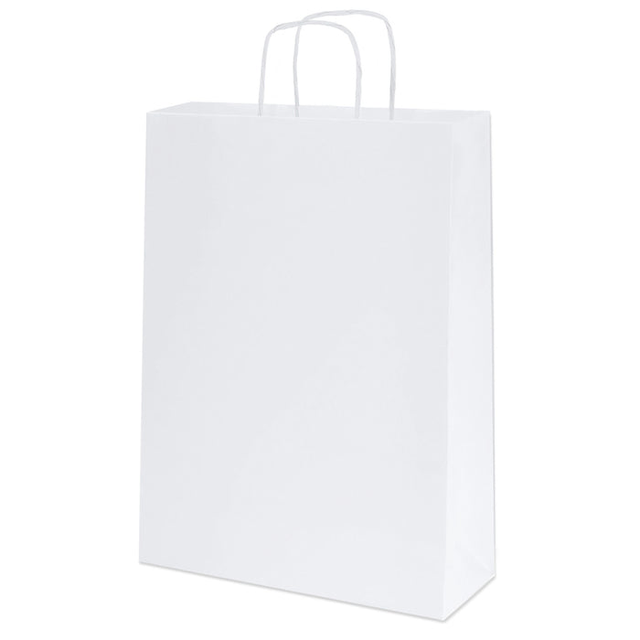 Papiertragetasche mit Papierkordel - 36 x 10 x 24 cm - weiß