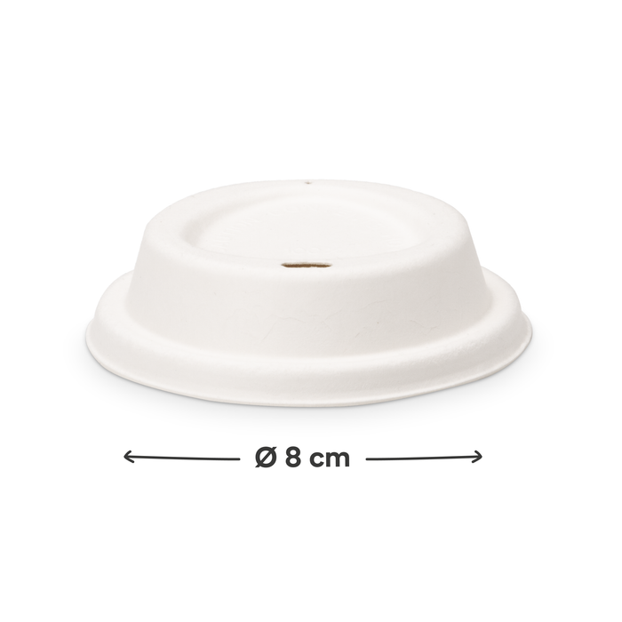 To-Go-Deckel für 200 ml Bio-Pappbecher, Bagasse, nachhaltig & stabil, weiß, Ø 8 cm