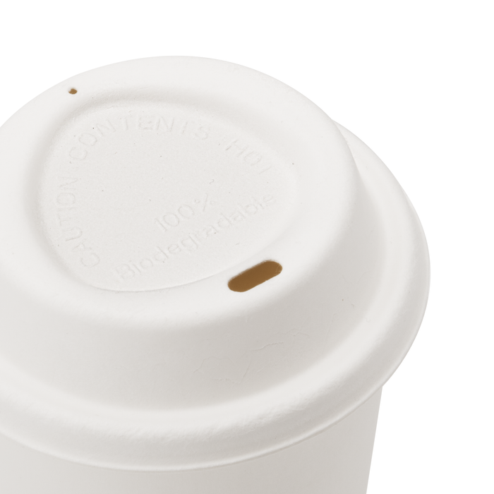 To-Go-Deckel für 200 ml Bio-Pappbecher, Bagasse, nachhaltig & stabil, weiß, Ø 8 cm
