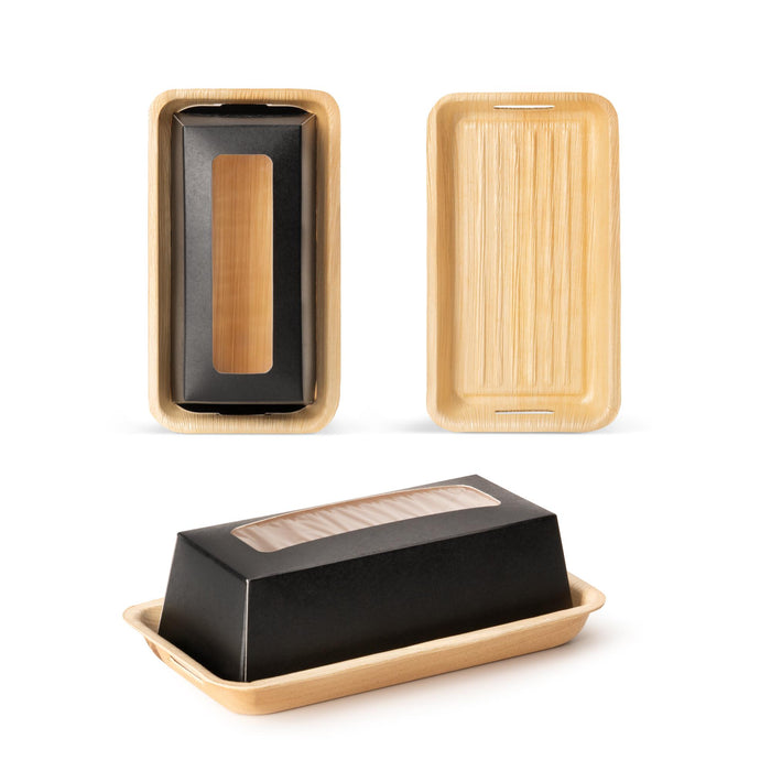 Bio Sushi Take-Away Box, aus Palmblatt mit Sichtfenster, LEEF, 18 × 10 × 5  cm