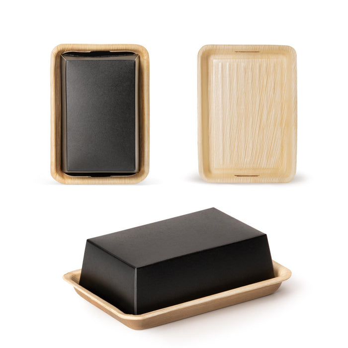 Bio Sushi Take-Away Box, aus Palmblatt mit Papierdeckel, LEEF, 17 x 12 x 5 cm