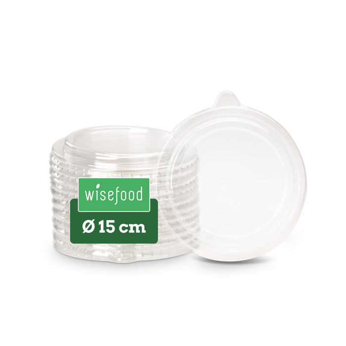 PET-Deckel für 500, 650 & 800 ml Papier-Schalen, stabil & passgenau, transparent, Ø 15 cm
