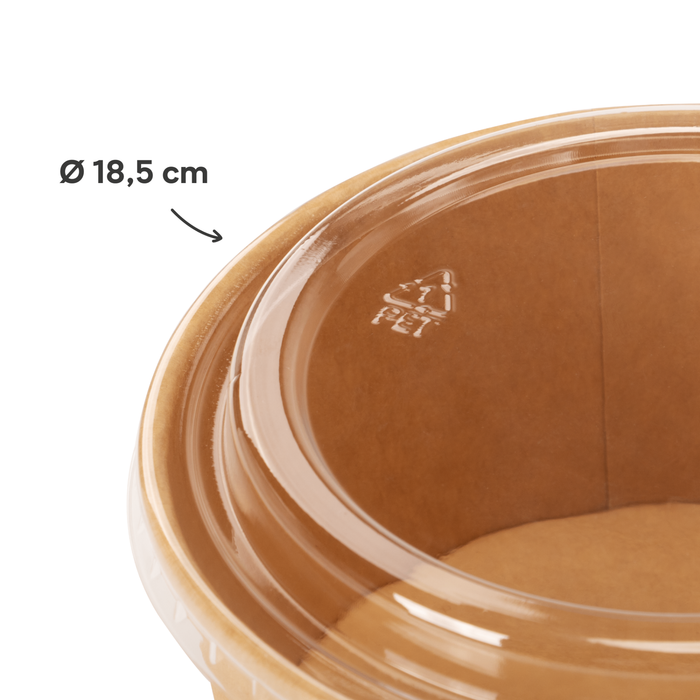 PET-Deckel für 1000 ml Papier-Schale, stabil & passgenau, transparent, Ø 18,5 cm