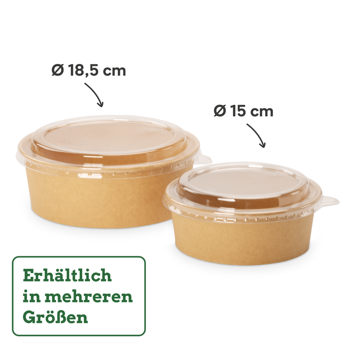 PET-Deckel für 1000 ml Papier-Schale, stabil & passgenau, transparent, Ø 18,5 cm