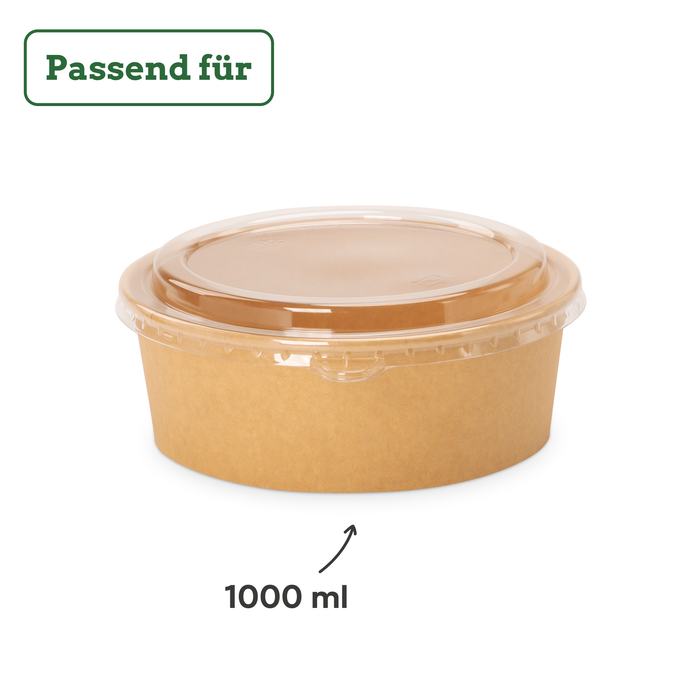 PET-Deckel für 1000 ml Papier-Schale, stabil & passgenau, transparent, Ø 18,5 cm