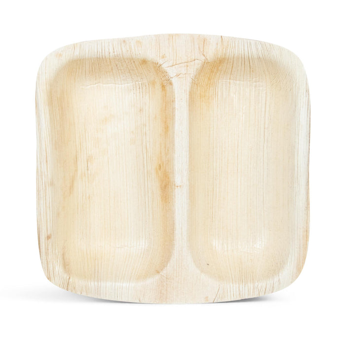 Palmblatt-Schale, 500 + 400 ml, rechteckig, zweifach unterteilt, 26 x 25 x 4 cm