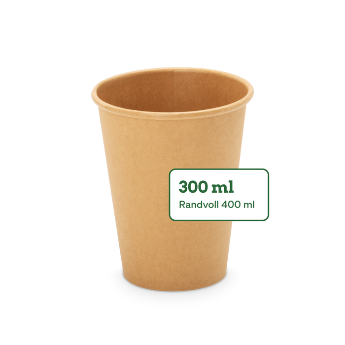 Bio-Pappbecher, 300 ml, FSC®-zertifiziert, heim-kompostierbar, braun, Ø 9 x 11 cm 