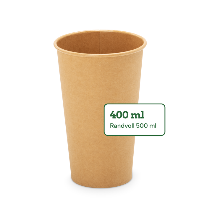 Bio-Pappbecher, 400 ml, FSC®-zertifiziert, heim-kompostierbar, braun, Ø 9 x 13,6 cm 