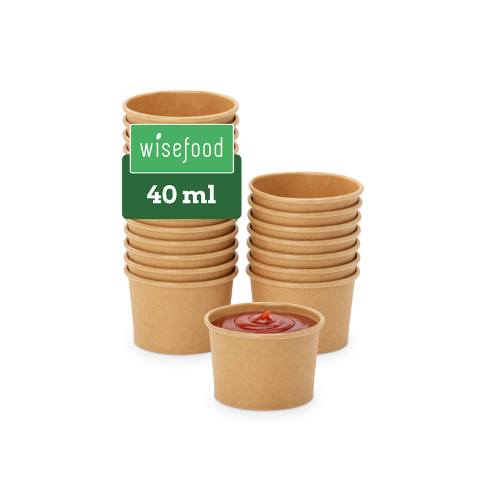 Bio-Dipschale, 40 ml, Papier, FSC®-zertifiziert, heim-kompostierbar, braun, Ø 6,15 x 4 cm 