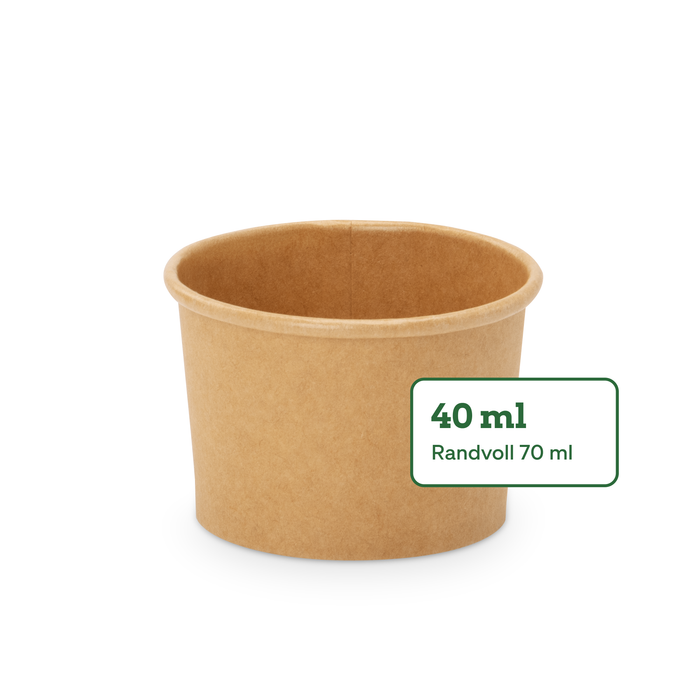 Bio-Dipschale, 40 ml, Papier, FSC®-zertifiziert, heim-kompostierbar, braun, Ø 6,15 x 4 cm 