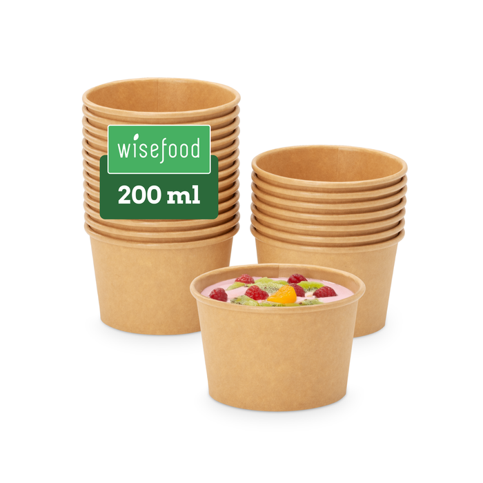 Bio-Take-Away-Becher, 200 ml, Papier, FSC®-zertifiziert, heim-kompostierbar, braun, Ø 9,8 x 6 cm