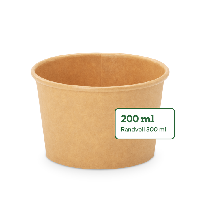 Bio-Take-Away-Becher, 200 ml, Papier, FSC®-zertifiziert, heim-kompostierbar, braun, Ø 9,8 x 6 cm