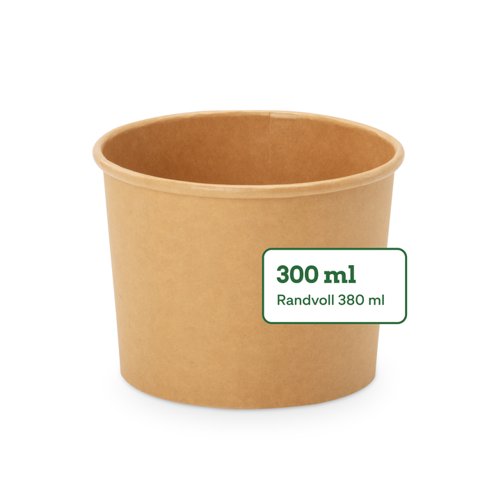 Bio-Take-Away-Becher, 300 ml, Papier, FSC®-zertifiziert, heim-kompostierbar, braun, Ø 9,8 x 7 cm