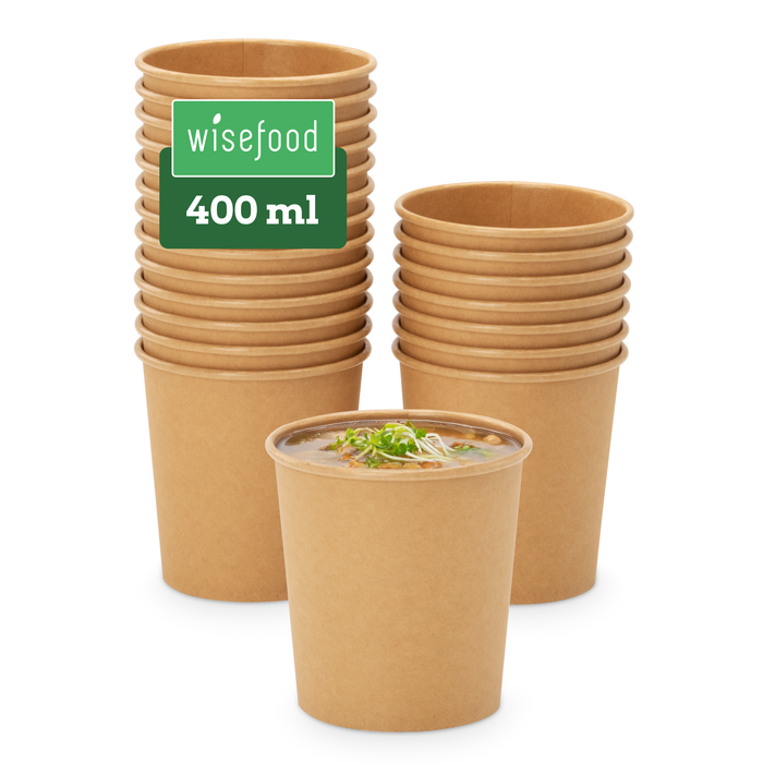 Bio-Take-Away-Becher, 400 ml, Papier, FSC®-zertifiziert, heim-kompostierbar, braun, Ø 9,8 x 9,9 cm