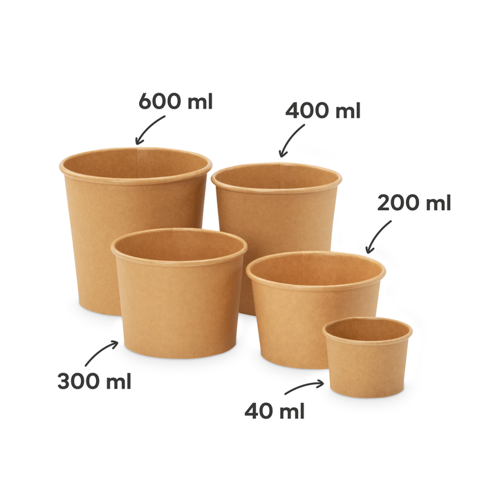 Bio-Take-Away-Becher, 400 ml, Papier, FSC®-zertifiziert, heim-kompostierbar, braun, Ø 9,8 x 9,9 cm