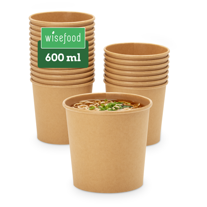Bio-Take-Away-Becher, 600 ml, Papier, FSC®-zertifiziert, heim-kompostierbar, braun, Ø 11,5 x 10,8 cm