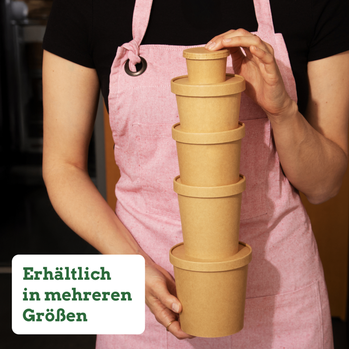 Bio-Take-Away-Becher, 600 ml, Papier, FSC®-zertifiziert, heim-kompostierbar, braun, Ø 11,5 x 10,8 cm