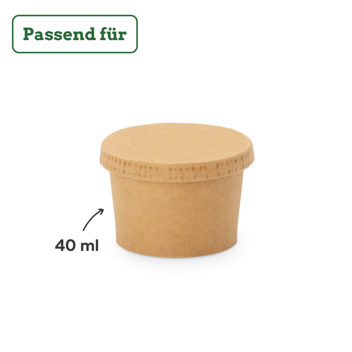Bio-Pappdeckel für 40 ml Dipschale, FSC®-zertifiziert, heim-kompostierbar, braun, Ø 6,15 cm