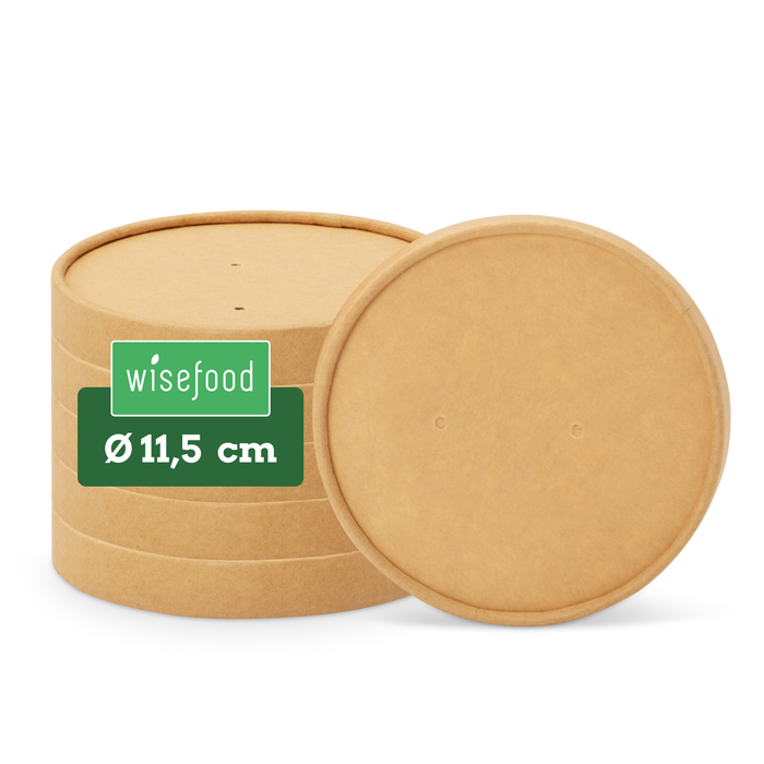 Bio-Pappdeckel für 600 ml Papier-Becher, FSC®-zertifiziert, heim-kompostierbar, braun, Ø 11,5 cm