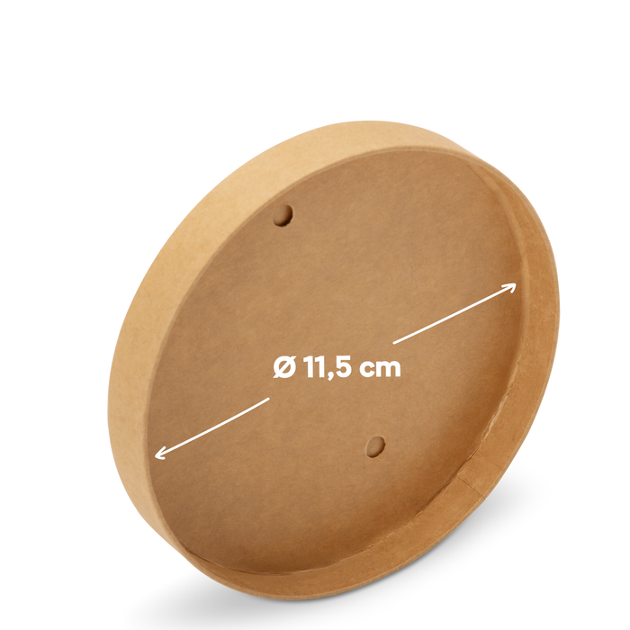 Bio-Pappdeckel für 600 ml Papier-Becher, FSC®-zertifiziert, heim-kompostierbar, braun, Ø 11,5 cm