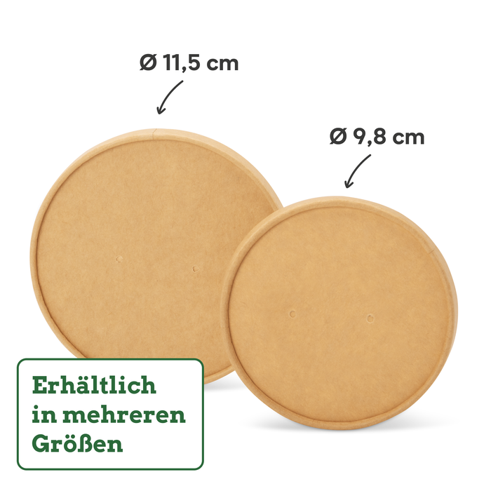 Bio-Pappdeckel für 600 ml Papier-Becher, FSC®-zertifiziert, heim-kompostierbar, braun, Ø 11,5 cm