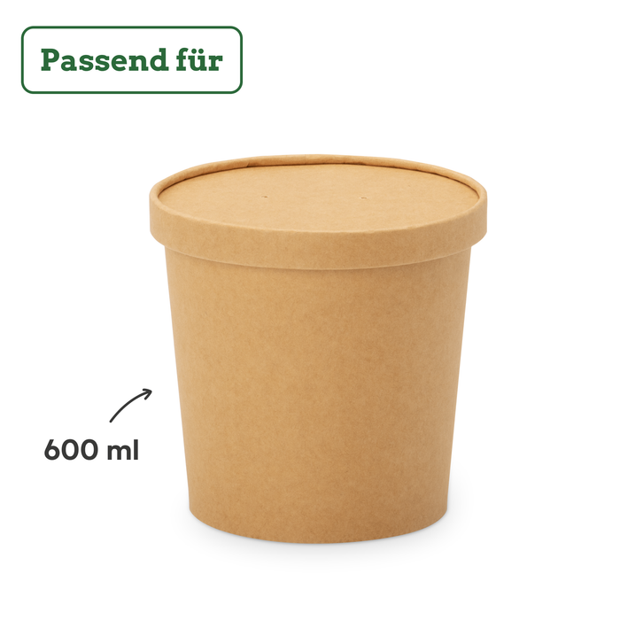 Bio-Pappdeckel für 600 ml Papier-Becher, FSC®-zertifiziert, heim-kompostierbar, braun, Ø 11,5 cm