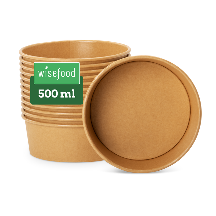 Bio-Take-Away-Schale, 500 ml, Papier, FSC®-zertifiziert, heim-kompostierbar, braun, Ø 15 x 5 cm