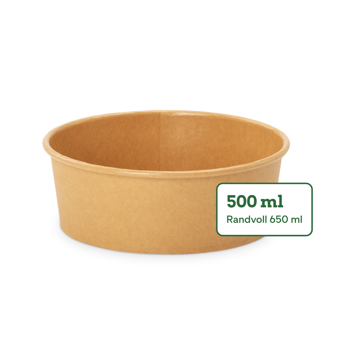 Bio-Take-Away-Schale, 500 ml, Papier, FSC®-zertifiziert, heim-kompostierbar, braun, Ø 15 x 5 cm