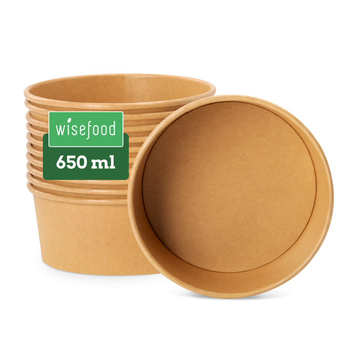 Bio-Take-Away-Schale, 650 ml, Papier, FSC®-zertifiziert, heim-kompostierbar, braun, Ø 15 x 6 cm