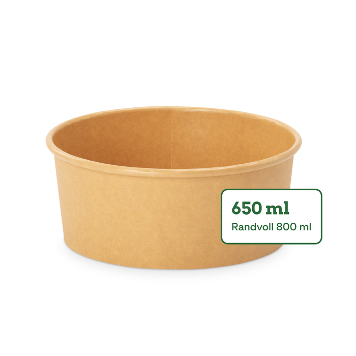 Bio-Take-Away-Schale, 650 ml, Papier, FSC®-zertifiziert, heim-kompostierbar, braun, Ø 15 x 6 cm