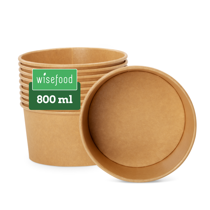 Bio-Take-Away-Schale, 800 ml, Papier, FSC®-zertifiziert, heim-kompostierbar, braun, Ø 15 x 7,5 cm
