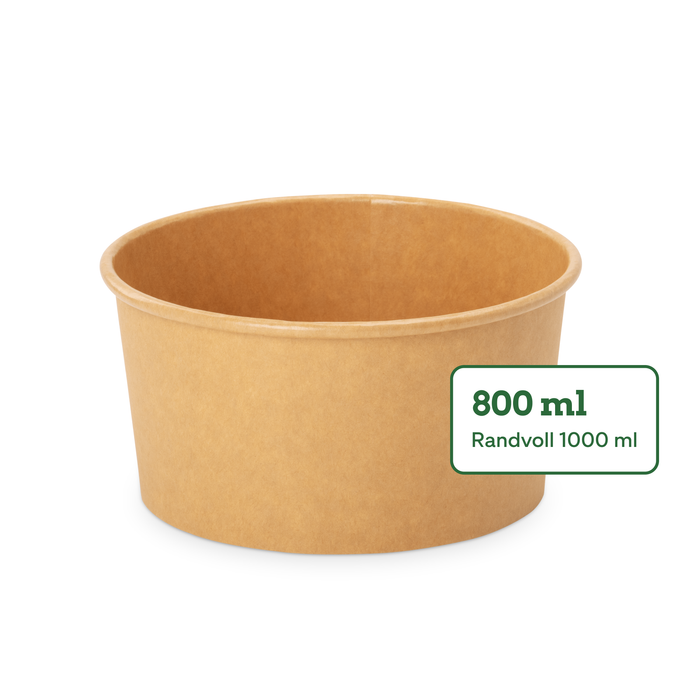 Bio-Take-Away-Schale, 800 ml, Papier, FSC®-zertifiziert, heim-kompostierbar, braun, Ø 15 x 7,5 cm