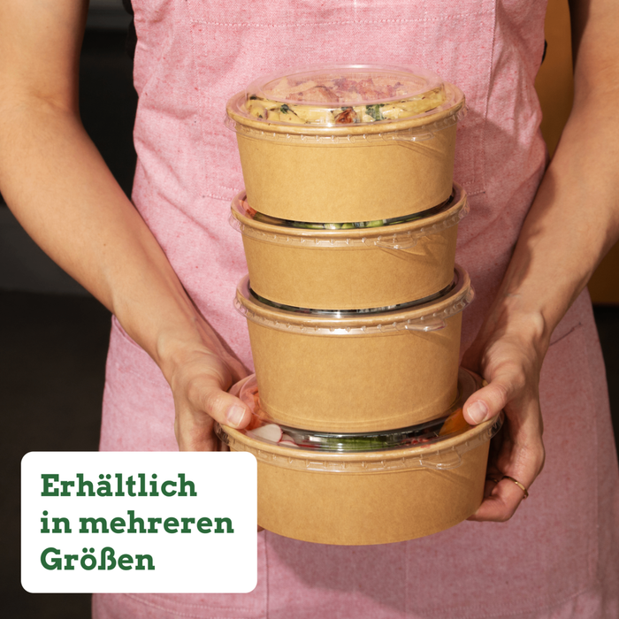Bio-Take-Away-Schale, 800 ml, Papier, FSC®-zertifiziert, heim-kompostierbar, braun, Ø 15 x 7,5 cm