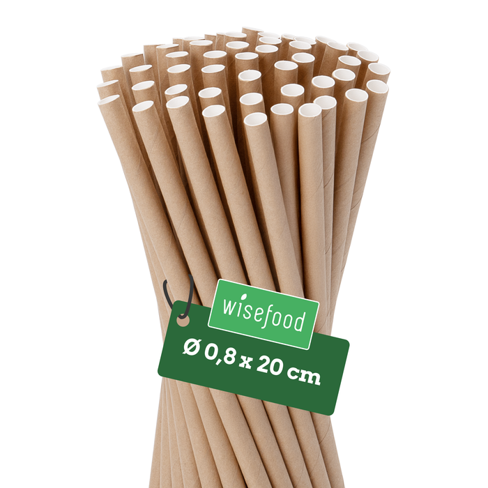 Papier-Strohhalme, braun, Ø 0,8 x 20 cm