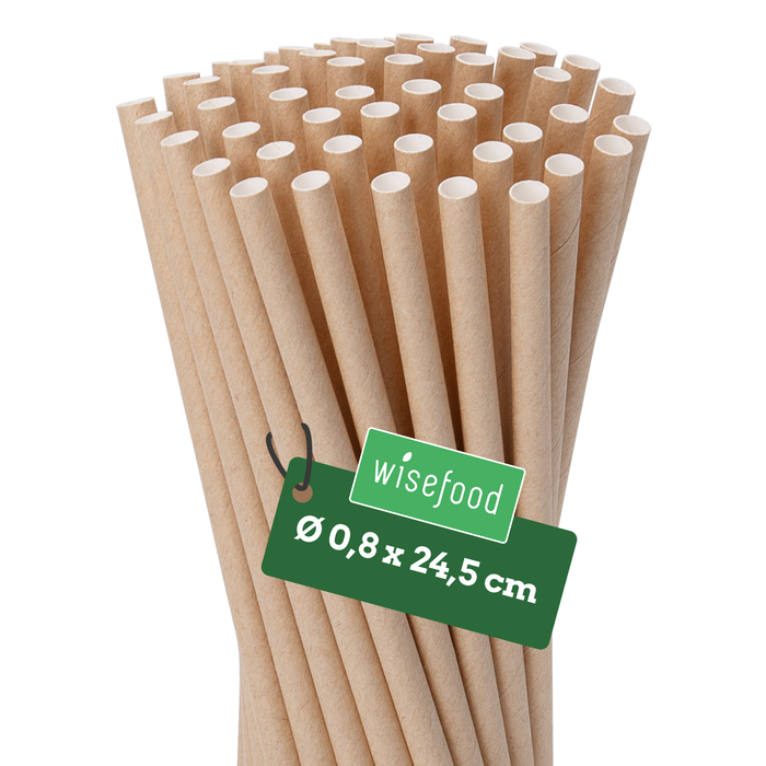 Papier-Strohhalme, braun, Ø 0,8 x 24,5 cm