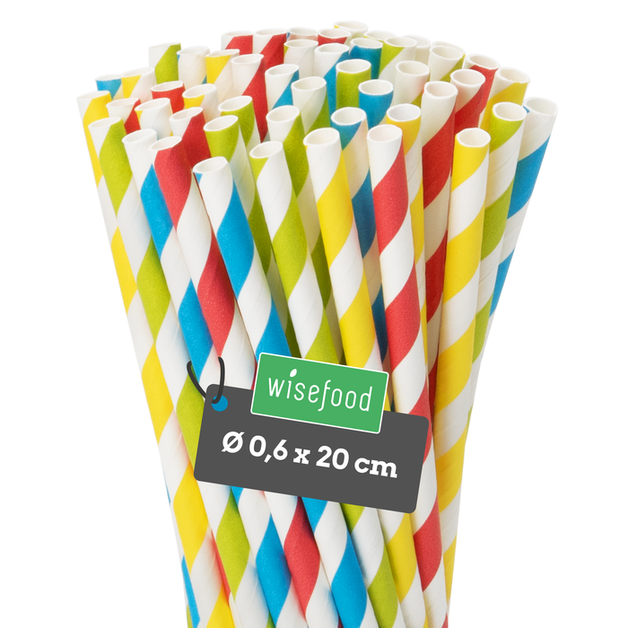 Papier-Strohhalme, bunt, Ø 0,6 x 20 cm