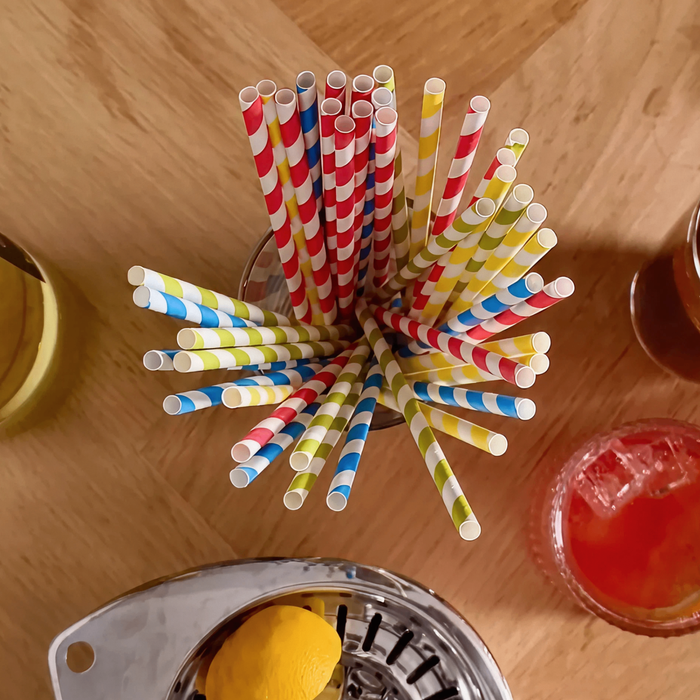 Papier-Strohhalme, bunt, Ø 0,6 x 20 cm