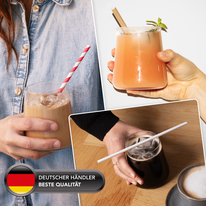 Papier-Strohhalme, schwarz, einzeln verpackt, Ø 0,6 x 20 cm