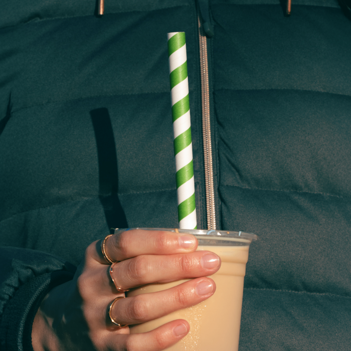 Papier-Strohhalm für Milchshakes, bunt, gestreift, Ø 1,2 x 24,5 cm