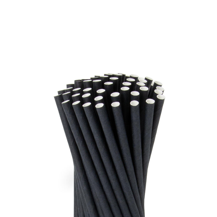 Papier-Strohhalme, schwarz, Ø 0,6 x 14,5 cm