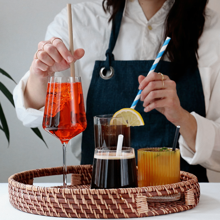 Papier-Strohhalme, bunt, gestreift, Ø 0,8 x 24,5 cm