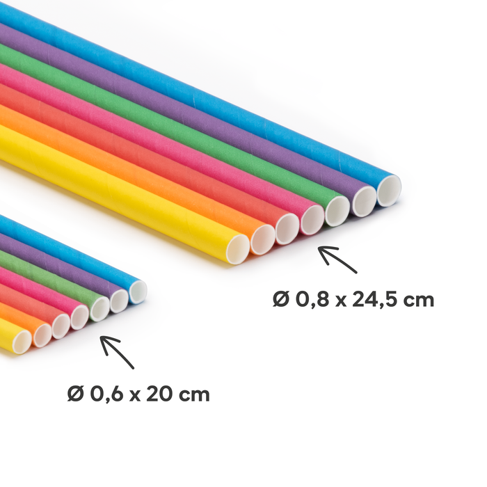 Papier-Strohhalme, bunt, Ø 0,8 x 24,5 cm